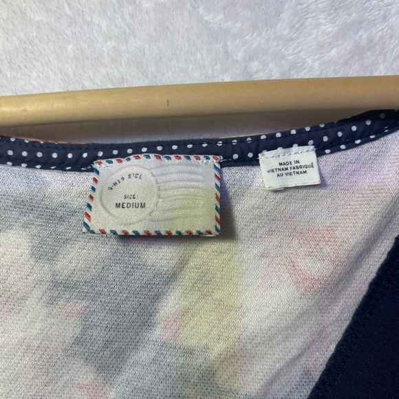 Anthro Postmark - Blue Peplum Tank Top with Floral Design and Slightly Open Back - Picture 6 of 7